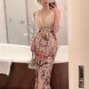French Vintage Y2k V-Neck Midi Dress Women Casual Evening Party Dress Beach Style Boho Retro Elegant One Piece Dress Korean
