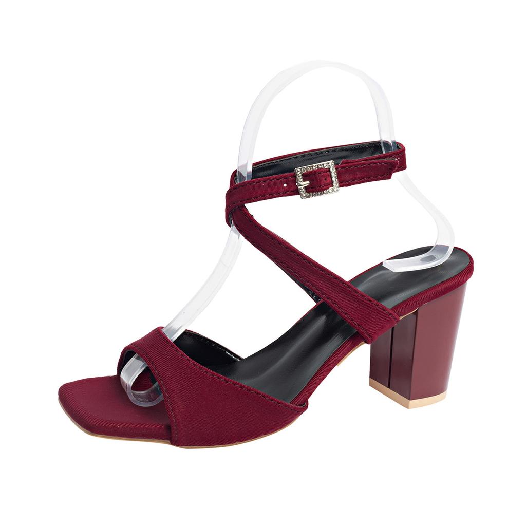 Мода 2025 Лето Новые Женские Сандалии Квадратный Носок Массивный Высокий Каблук Женская Обувь Мода Перекрестный Ремешок Пряжка Женские Римские Сандалии на Каблуке