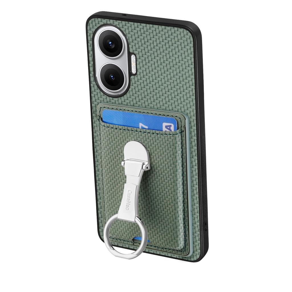 For Xiaomi Redmi Turbo 4 Pro 5G Leather Phone Back Cover with Kickstand and Card Slots Carbon Fiber Texture