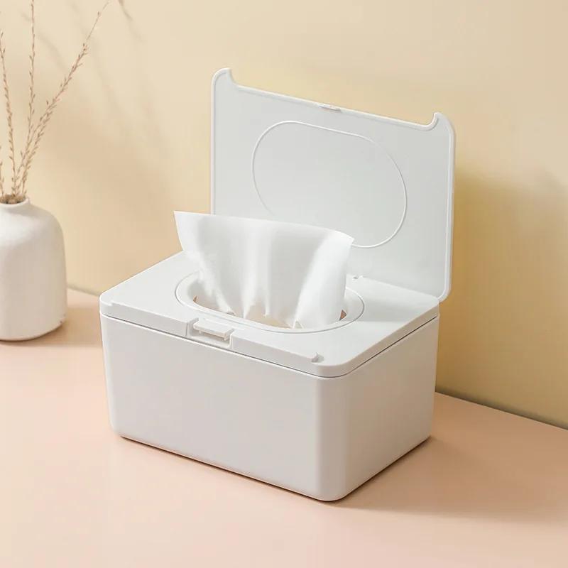 Dustproof Wet Tissue Box with Lid Baby Nappy Storage Holder for Home Car Office Paper Tissue Organizer