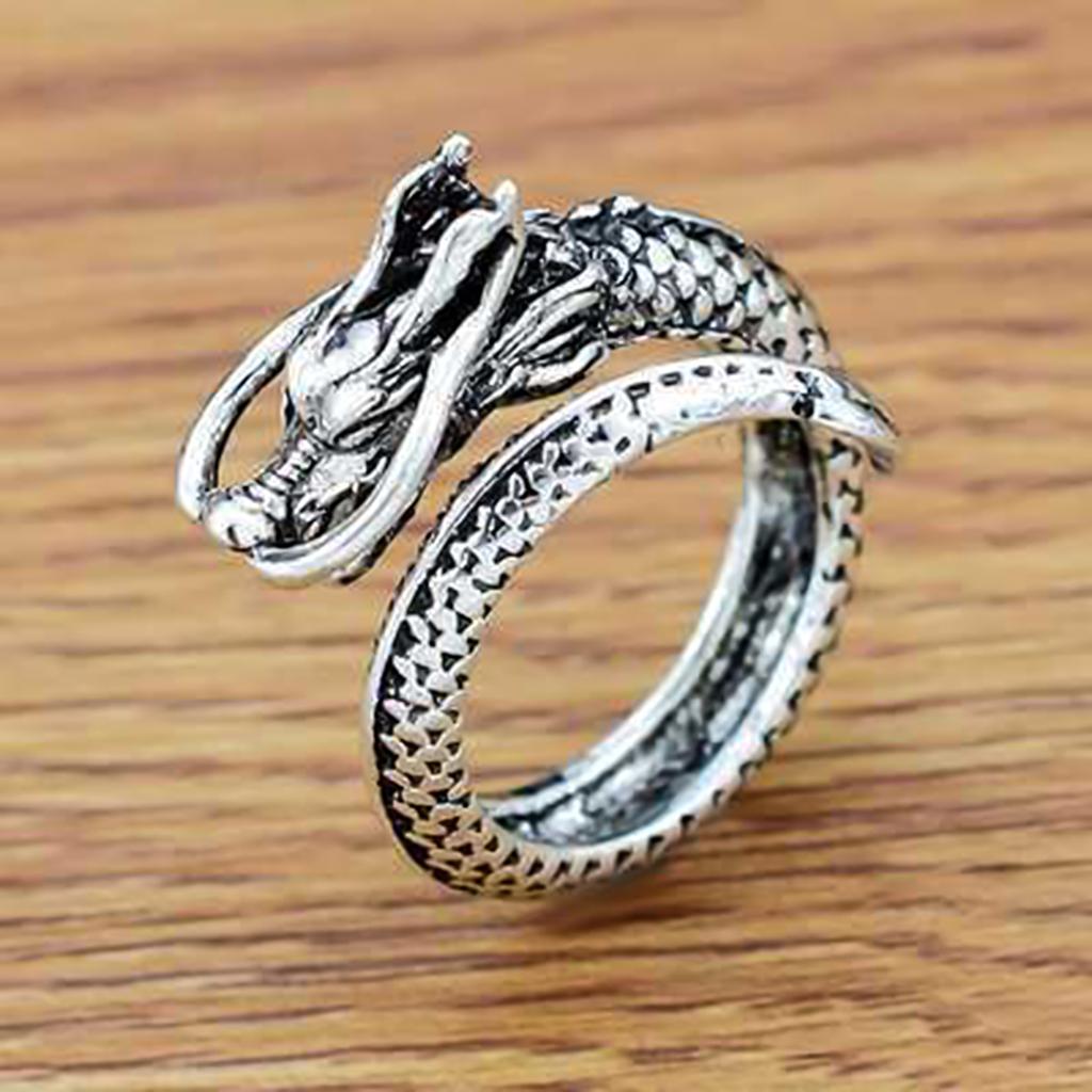 Vintage Open Engraving Men Dragon Shape Domineering Ring