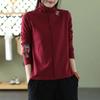 Ethnic Style Embroidery German Velvet Slim-fit Warm Semi-turtleneck Bottoming Shirt for Women's Autumn and Winter with Long Sleeves