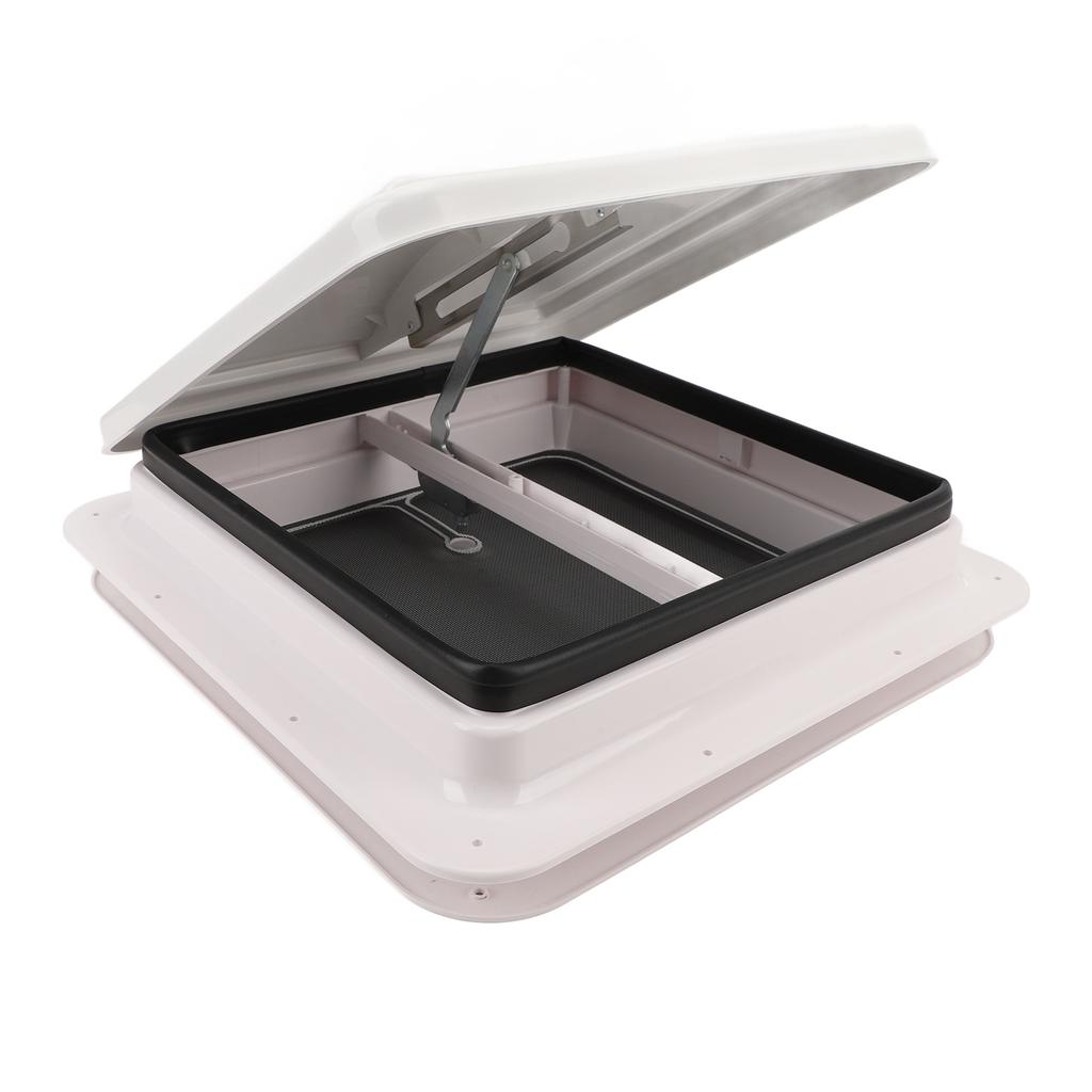 Люк на крышу автодома 13,39x13,39 дюйма Белый Вентиляционная крышка на потолок автодома с сеткой и опорной стойкой для прицепа, каравана