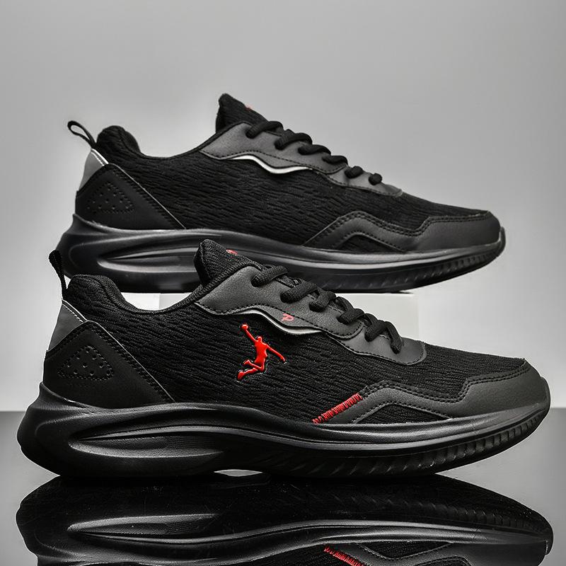 Популярные мужские кроссовки, летние черные сетчатые дышащие кроссовки, мужские повседневные амортизирующие спортивные кроссовки, износостойкие кроссовки