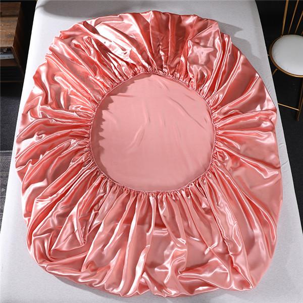 (No Pillowcases )Luxury Emulation Silk Fitted Sheet Bed Mattress Protector Cover Elastic Sheets Bed Mattress Cover Linen