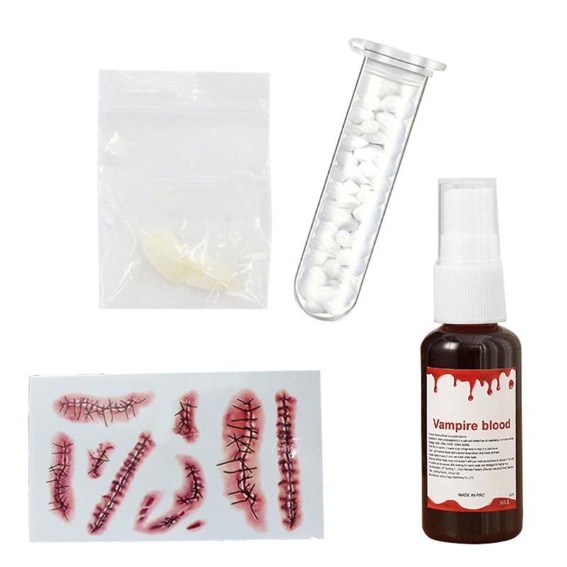 Realistic Vampires False Teeth Set With Blood Effect And Safe Dental Cosplay For Halloween Costume Accessories