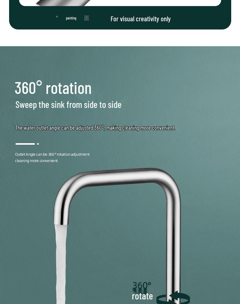 Вращающийся кухонный смеситель из нержавеющей стали 304 с защитой от брызг и функциями горячей/холодной воды