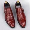 Mens Formal Crocodile Shoes Big Size Buckle Leather Shoes for Men Stylish Dress Shoes