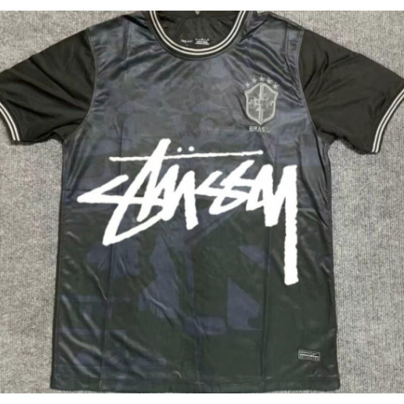 Stussy Signature Soccer Jersey Retro Brazil Argentina Portugal Football Training Shirt Men Women Short Sleeve
