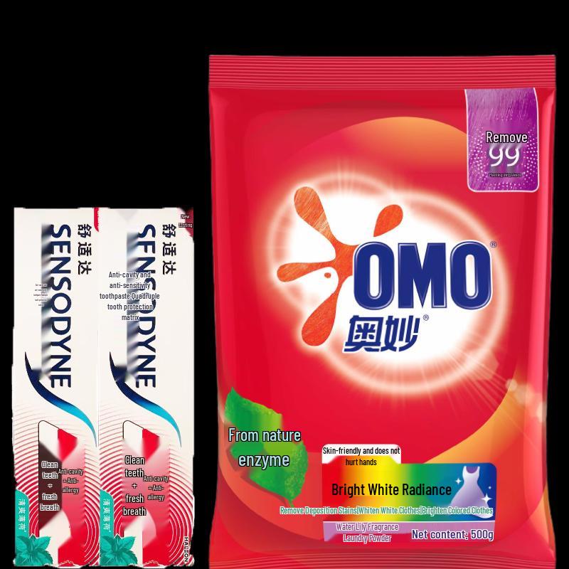 Зубная паста Sensodyne Fresh Mint Двойная упаковка с стиральным порошком Omo