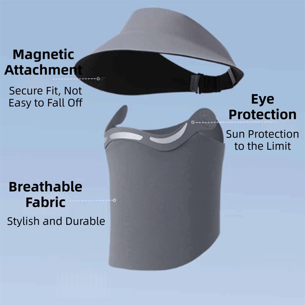 Hollow Top Outdoor Sun Cap UV Protection Full Face Mask Dustproof Magnetic Sun Hat Outdoor Sports