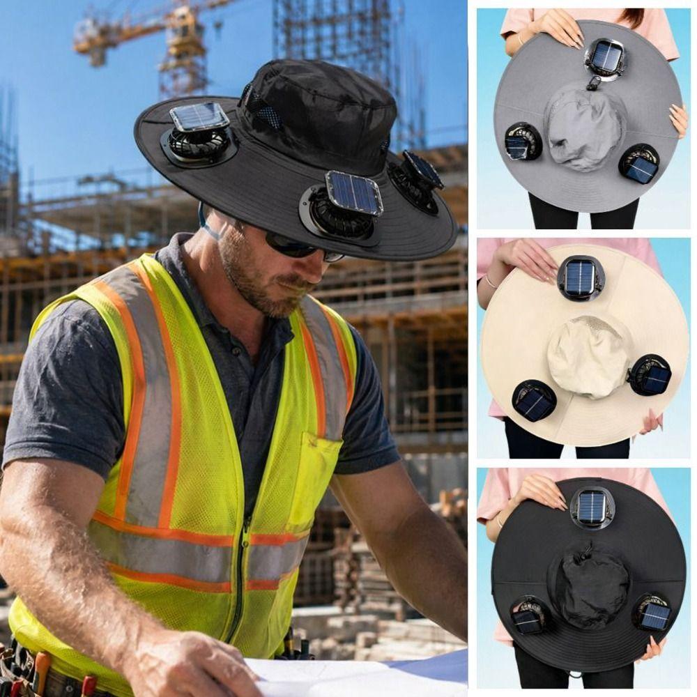 UV Protection Summer Fan Visor Cap Breathable Fishing Bucket Hat Solar Fan Hat Hiking