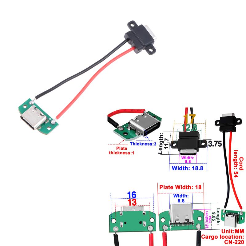 1/3 шт. 3A 5V USB-розетка типа C и USB-розетка типа A с разъемом для кабеля