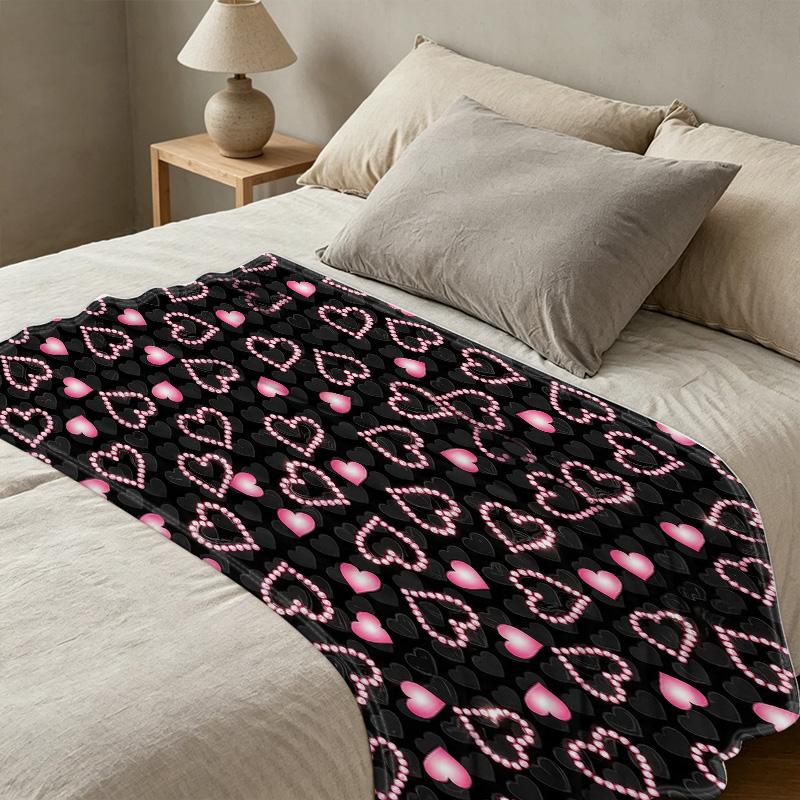 Heart Series Lightweight Flannel Throw Blanket Ultra Soft, Cozy Warm, Home Decor, Ideal Valentine's Day Gift for Cozy Home Use