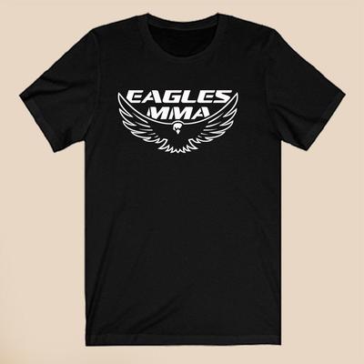 Унисекс футболка Хлопок Оверсайз Большой размер Команды по ММА Eagles Хабиб Нурмагомедов Мужская Черная