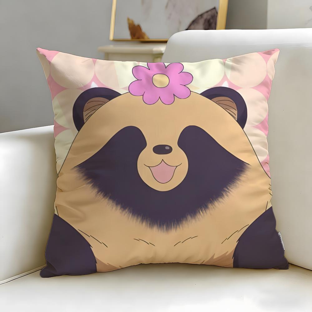 theme with you and the rain tanuki Cushion Cover Soft EasyWash Pillow Case Versatile for Couch Bed Travel and Office