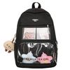 Schoolbag backpack, Japanese style INS transparent large capacity casual outdoor backpack, sweet high school student school backpack