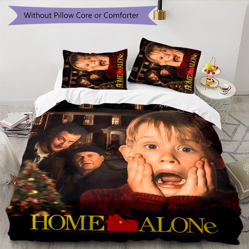 Home Alone 3pcs Bedding Set Duvet Cover Closure Includes 1 Duvet Cover & 2 Pillowcases for All Seasons Bedroom Home Dorm Decor