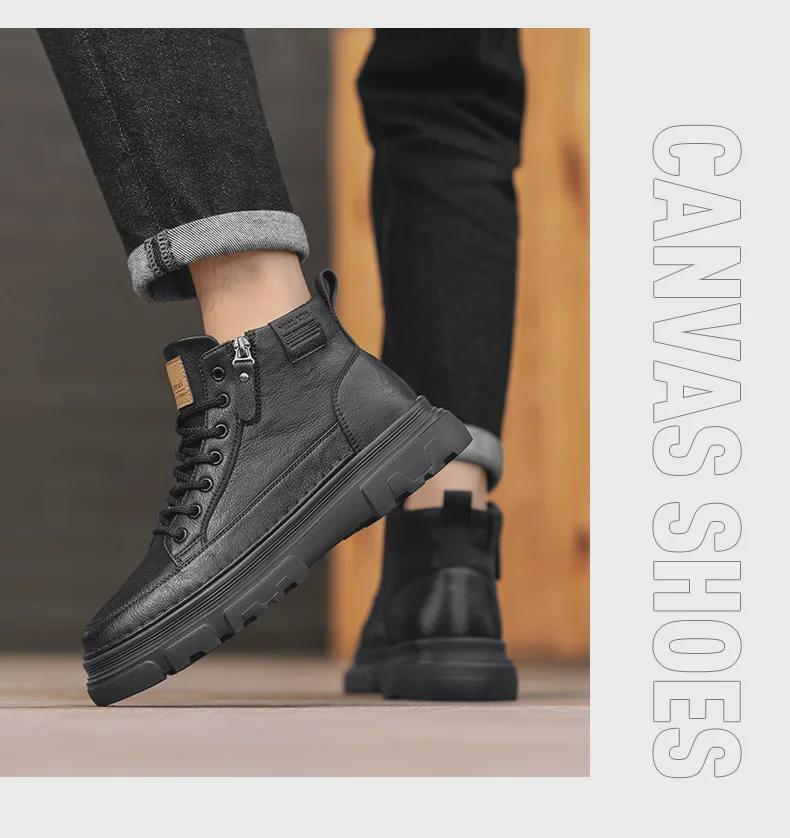 Мужские высокие ботинки Martin в стиле ретро 2024 года — кожаные туфли в британском стиле для повседневного ношения и работы