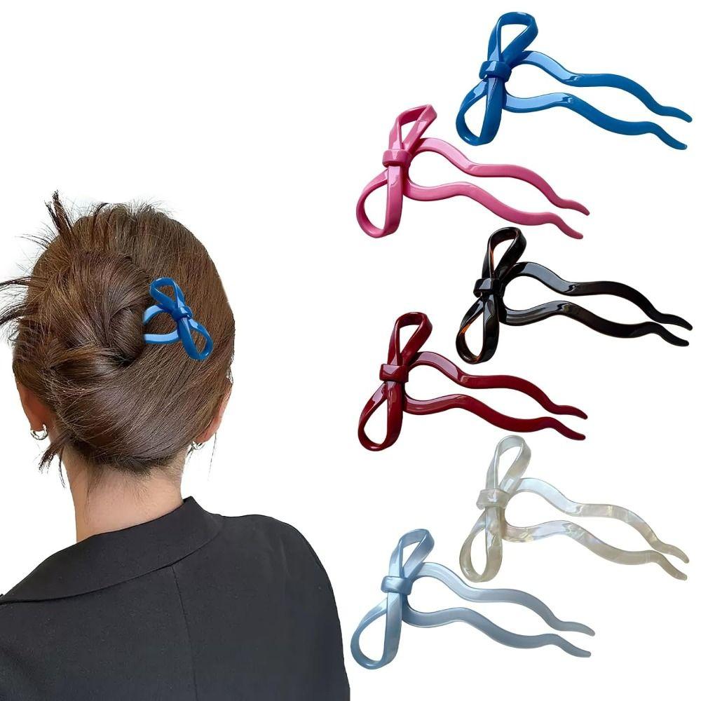 U-Shaped French Hair Pin Acrylic Acrylic Bow Hair Pins New Wavy Hairpins  Hairpin Accessories