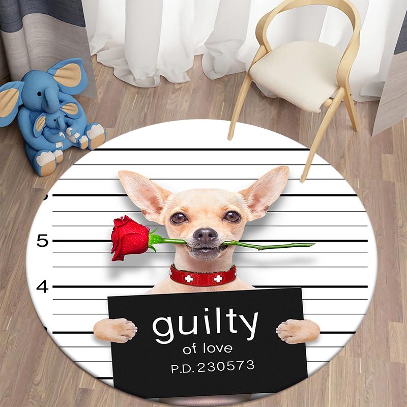 Круглый ковер с принтом Bad Dog Cat, коврик для дома, гостиной, дивана, спальни, украшение пола, ковер из полиэстера