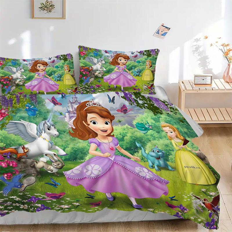 Princess Sofia'S Garden Print 3Pcs Bedding Setduvet Cover With 2 Bedropillowcase Home Birthday Gift