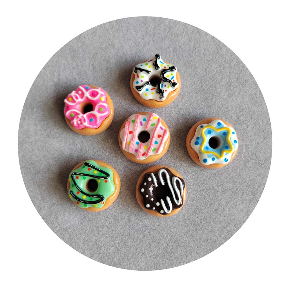 Kawaii Miniature Chocolate Donuts Resin Flat Back Simulation Food Donut Cabochon for Doll House DIY Scrapbooking