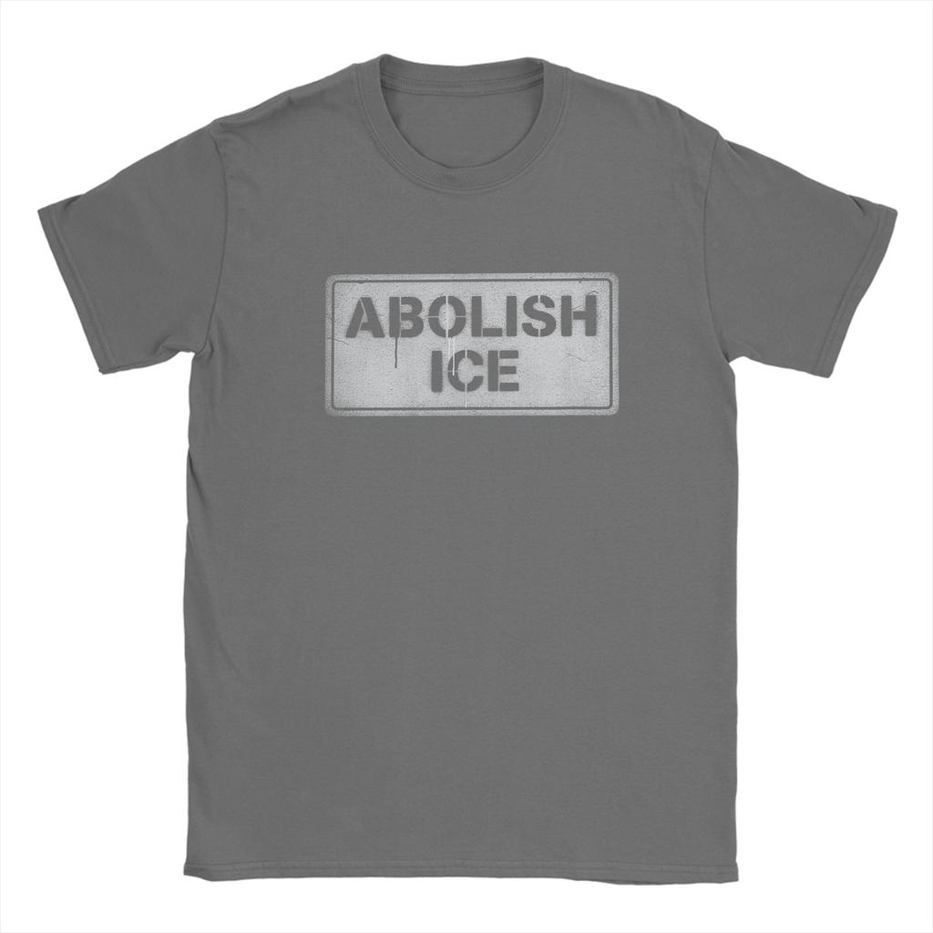 Abolish ICE Political Protest Sign TShirt for Unisex Vintage Cotton Tee Shirt Crewneck Short Sleeve T Shirt Gift Clothes