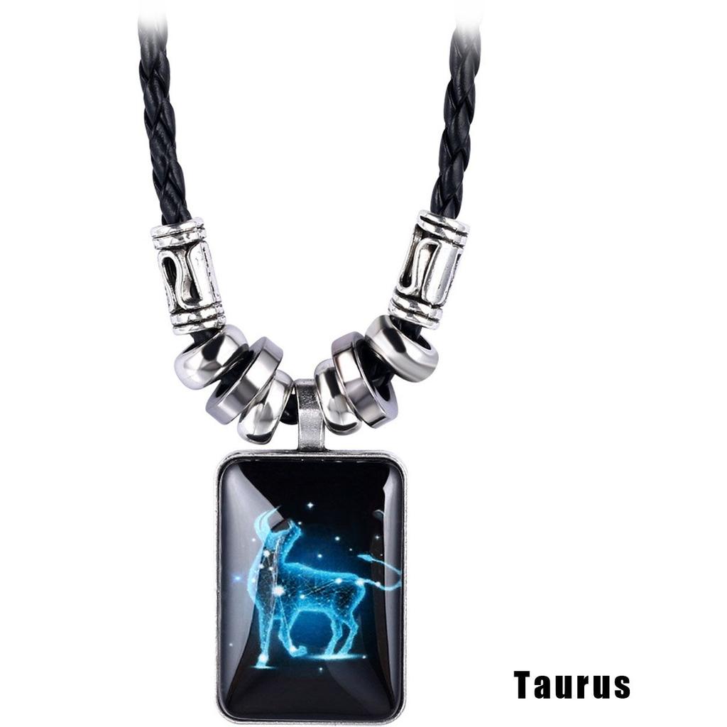 Ladies 12 Zodiac Astrology Design Pendant Necklace Constellation Galaxy