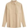 Vintage Casual Cotton Textured Pocket Button-Down Shirt Men Shirts Khaki J325605