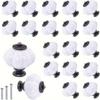 20 Pcs Acrylic Pumpkin Knobs White Cabinet Knob Set Vintage Decorative Pulls Kitchen Furniture Single Hole with Three Size Screws(60 Screws)