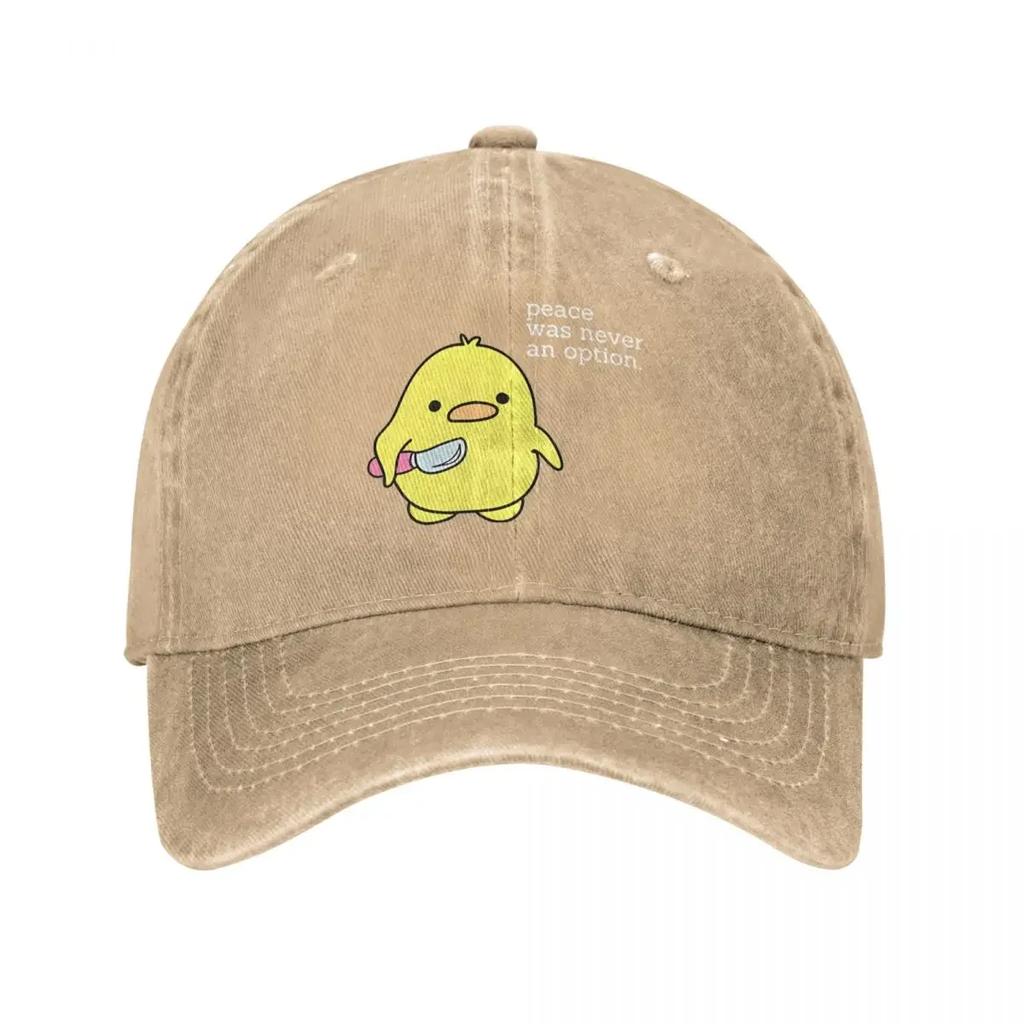 Peace Was Never An Option Duck Baseball Cap Vintage Distressed Washed Cartoon Headwear For Men Women Running Golf Fit Hats Cap