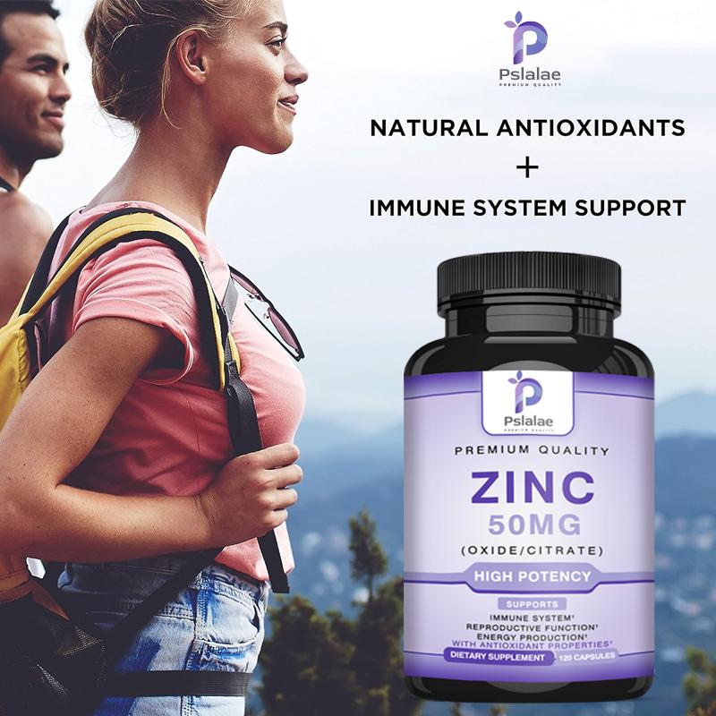 Pslalae High-Content Zinc Capsules, 50mg, Zinc Oxide Citrate Complex, Immune System, Dietary Supplement, Suitable for Adults