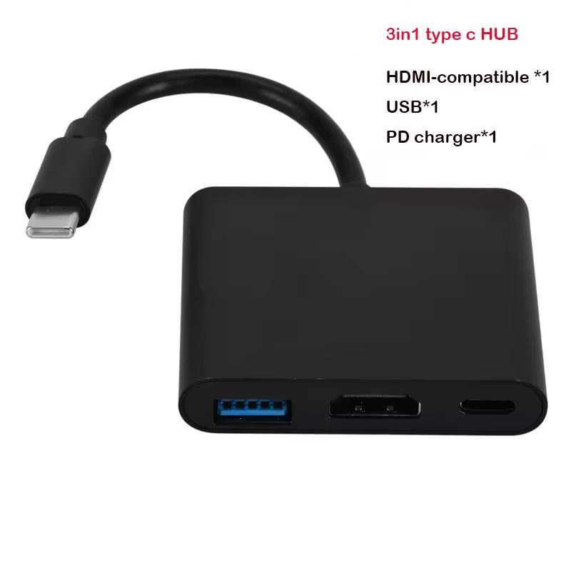 Адаптер USB C на HDMI-совместимый VGA Type-C цифровой AV многопортовый конвертер Thunderbolt 3 для 4K 1080P быстрой зарядки для MacBook