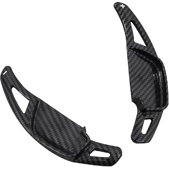 2Pcs ABS plastic Steering Wheel Paddle Shift Extension Cover Carbon Fiber Pattern Black