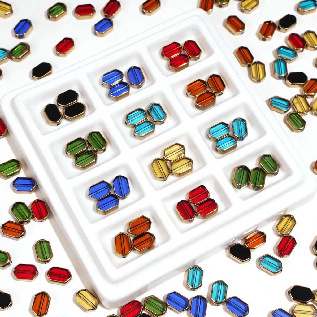 5-10 шт. Стеклянные золотые бусины прямоугольной формы, хрустальные бусины для DIY браслета, ожерелья, изготовления ювелирных изделий, украшения