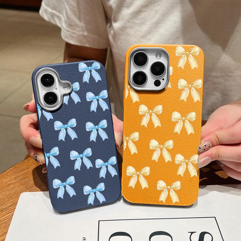 Чехол из матовой кожи TPU с принтом банта для iPhone 16 Pro Max 15 Plus 14 Pro 13 12 11, однотонный, тонкий, ударопрочный, мягкий чехол для телефона