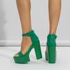 Летние женские босоножки танцевальная обувь мода водонепроницаемая платформа нескользящая подошва толстый каблук высокий каблук зеленые босоножки большой размер