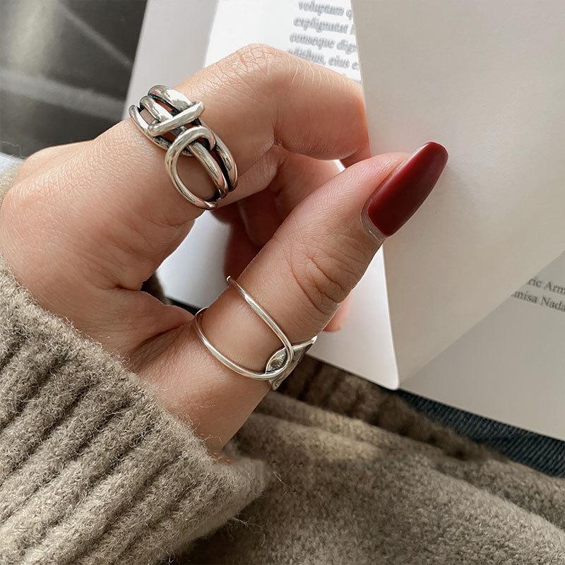 Fashion Width Surface Knot Winding Thai Silver Color Ring Open Finger Ring For Women Jewelry Gifts ARI
