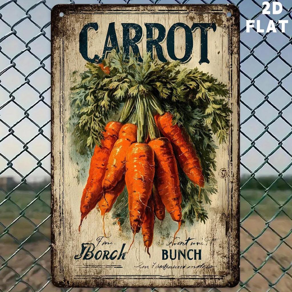 Vintage Farmhouse Iron Metal Wall Art D Flat Aged Carrot Bunch Rustproof Weatherproof Hanging Decor Indoor Outdoor x Inch