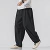 Loose Wide-Leg Bloomers: Men's Casual Spring/Summer Cotton-Linen Chinese Monk Pants
