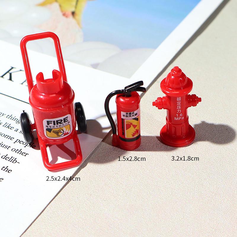 1 Set Dollhouse Simulation Fire Hydrant Handling Tool Miniature Hand Trolley Forklift Mini Platform Cart Toy Construction Props