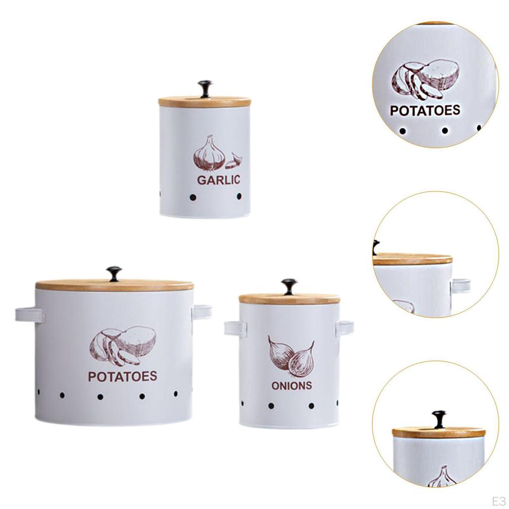 3 штуки Кухонные контейнеры для хранения чеснока, картофеля, лука, овощные банки с вентиляционными отверстиями