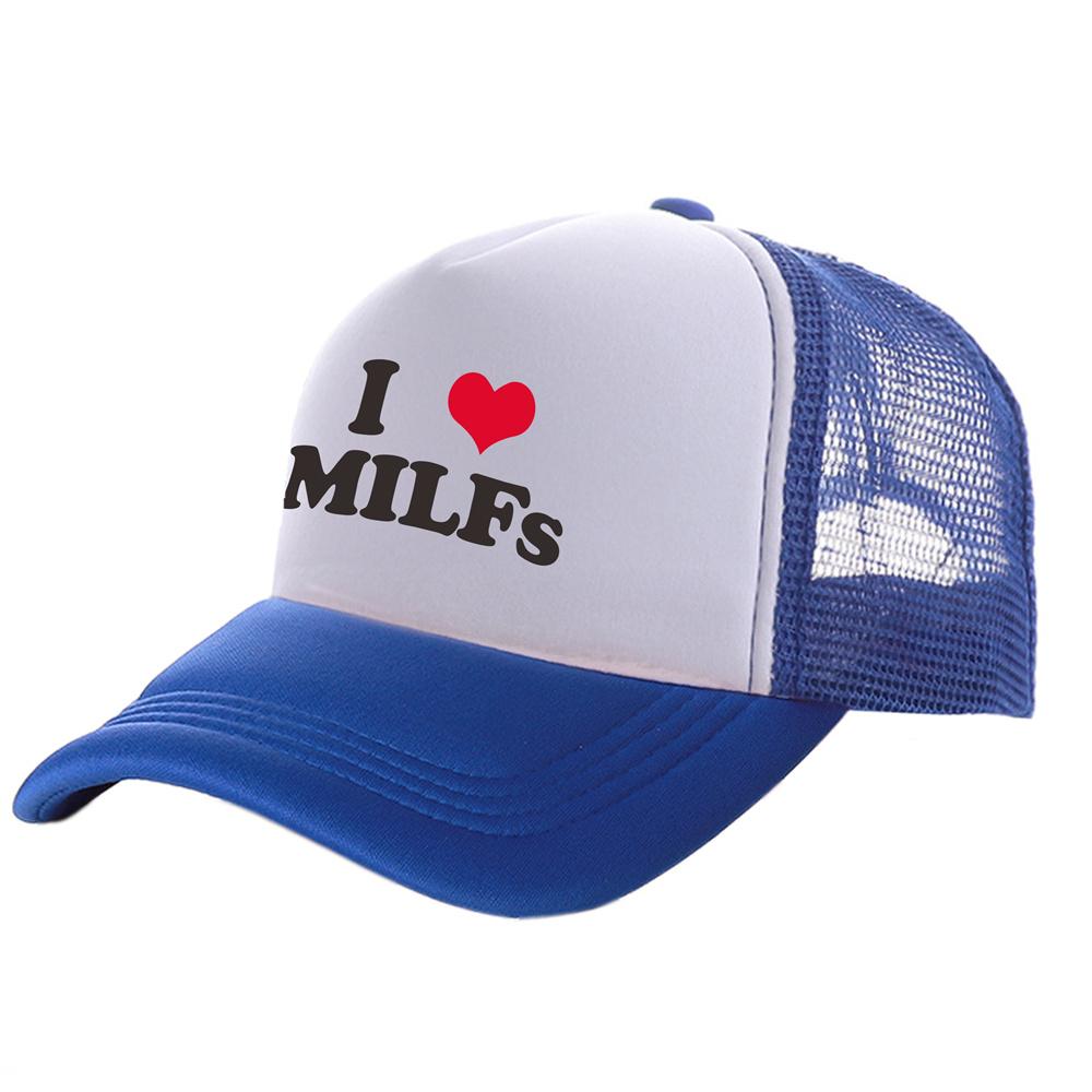 I Love MILFS Trucker Caps Unisex Funny Humor Hat Baseball Cap Cool Summer Unisex Mesh Net Caps MZ