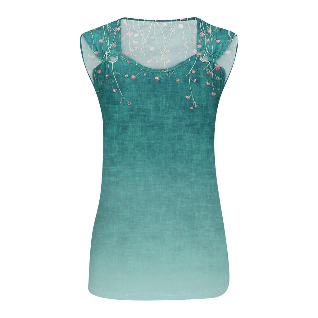 Womens Tank Top V Neck Basic Printed Casual Flowy Sleeveless Deep Side Cut Tops For Women