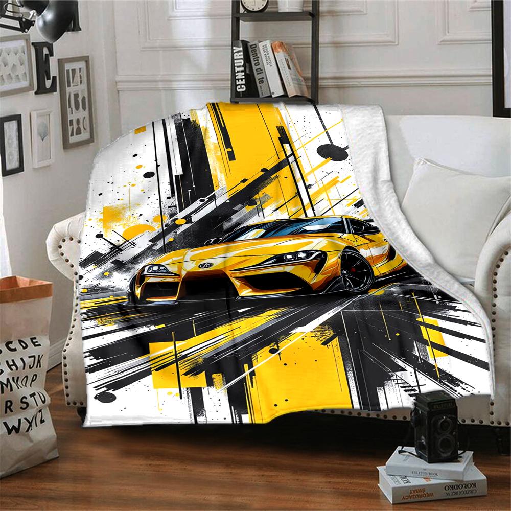 Racing Theme Printed Blanket - Perfect for Couch, Bed, Travel & Outdoor Use | Machine Washable, Cozy & Durable.
