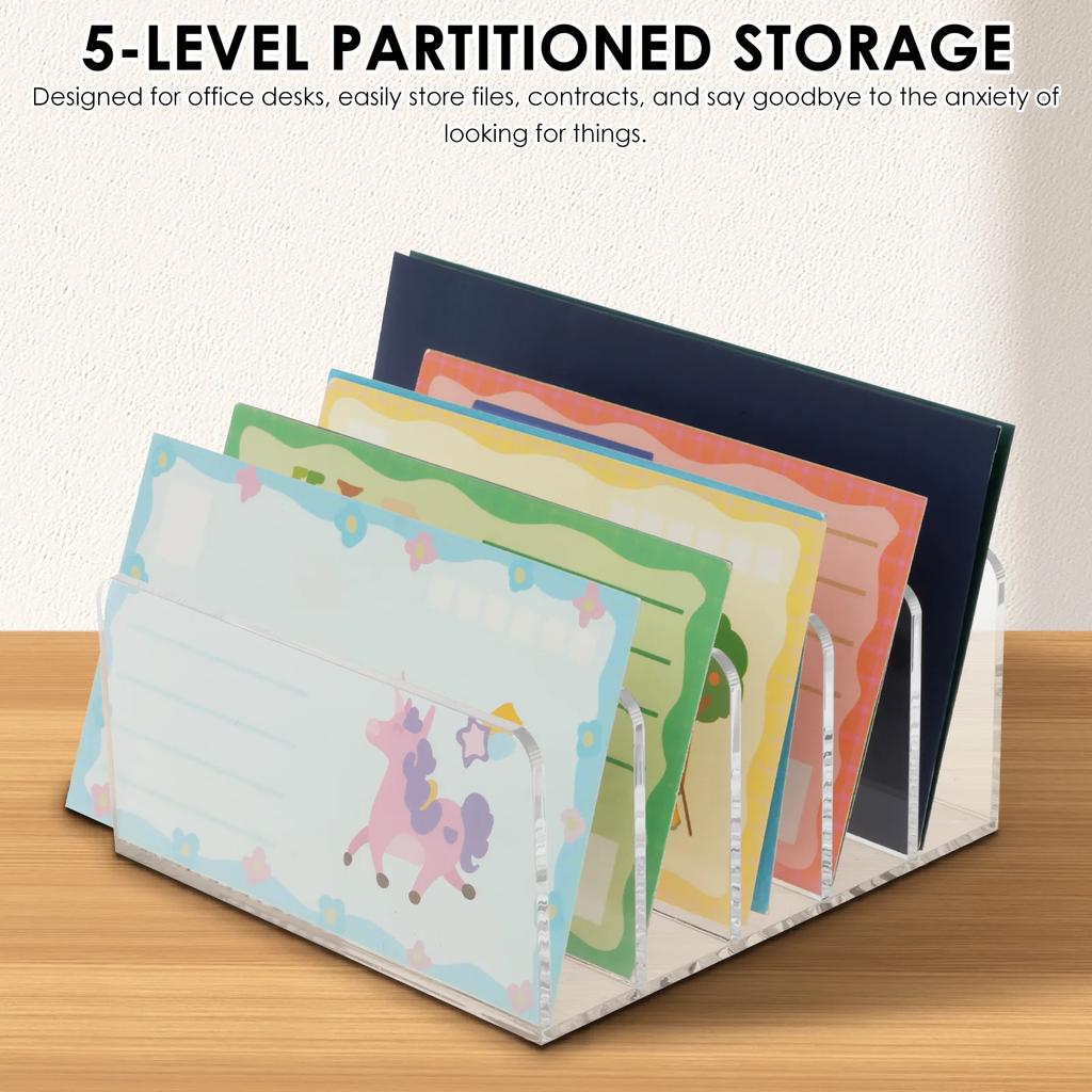 Подставка для визиток с 5 слотами, акриловая настольная вертикальная, органайзер для почты, прозрачная подставка для карточек, настольный кронштейн для офиса