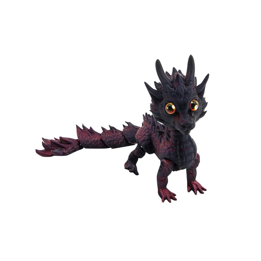 3D-печатный игрушечный дракон с длинной шерстью, разноцветный градиентный орнамент