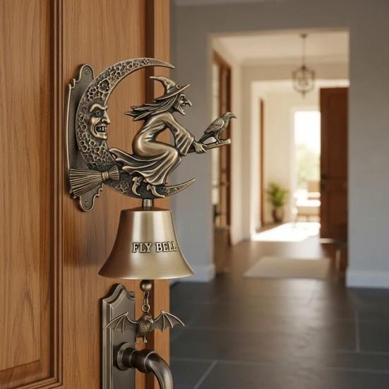 Halloween Door Bell Ornament Vintage Metal Witch Reaper Ghost Pumpkin
