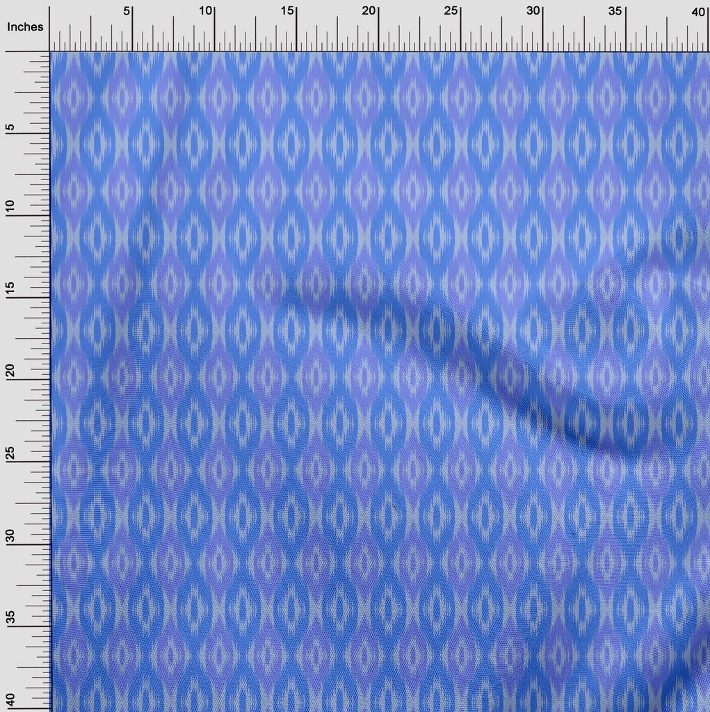 oneOone Cotton Poplin Blue Fabric Ikat Dress Material Fabric Print Fabric By The Yard 42 Inch